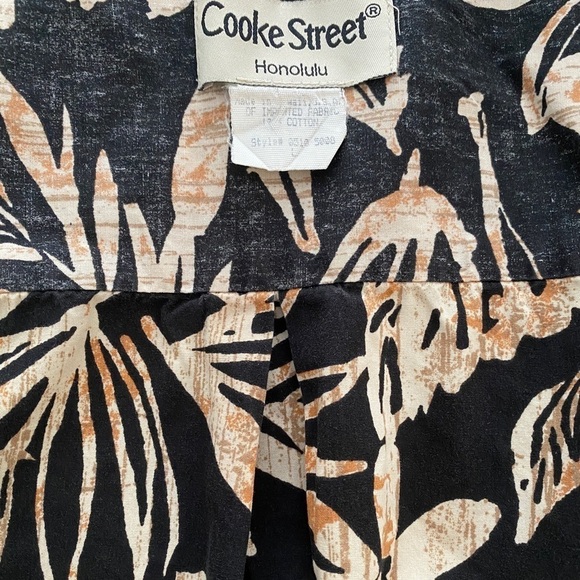 COOKE STREET Reverse Print Grey & Tan Aloha Hawaiian Tropical Shirt Men L Large - Picture 5 of 6